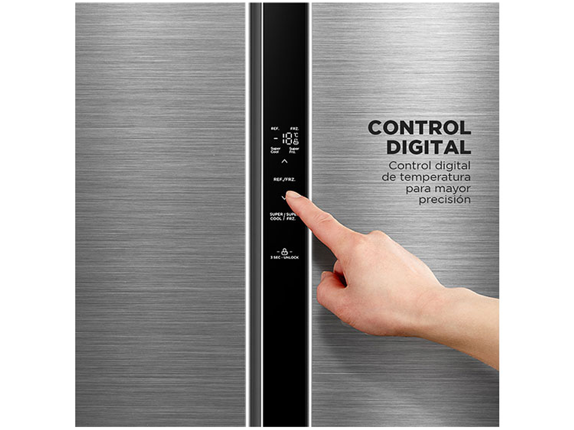 REFRIGERADOR SIDE BY SIDE MIDEA MDRS619FGE46 432L NO FROST PLATA 3