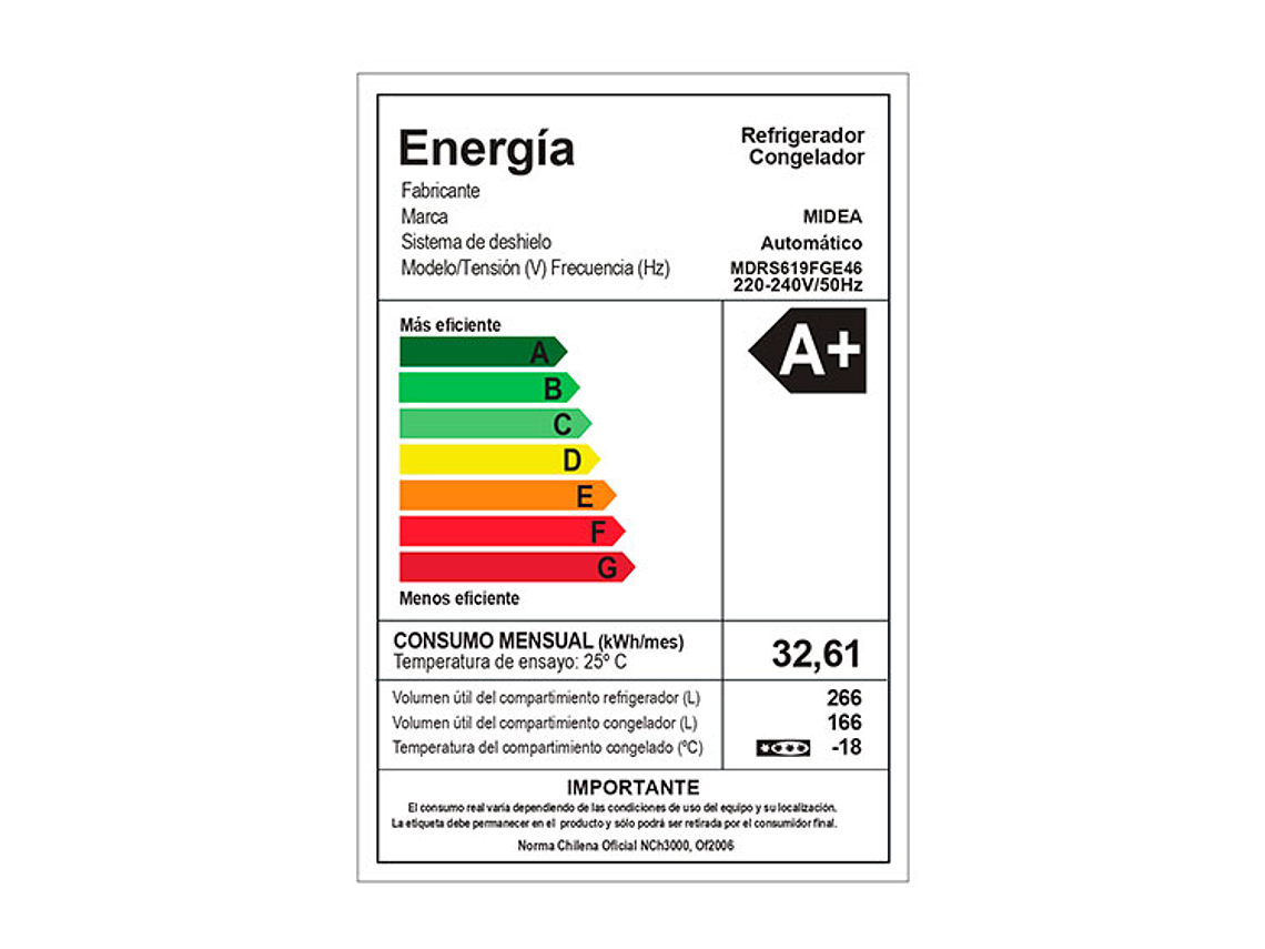 REFRIGERADOR SIDE BY SIDE MIDEA MDRS619FGE46 432L NO FROST PLATA 4