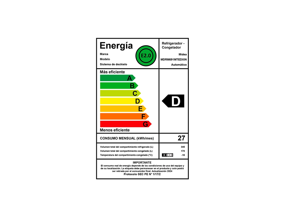 REFRIGERADOR SIDE BY SIDE MIDEA 515 LT NO FROST MDRM691MTEDXIN 6
