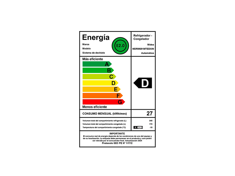 REFRIGERADOR SIDE BY SIDE MIDEA 515 LT NO FROST MDRM691MTEDXIN 6
