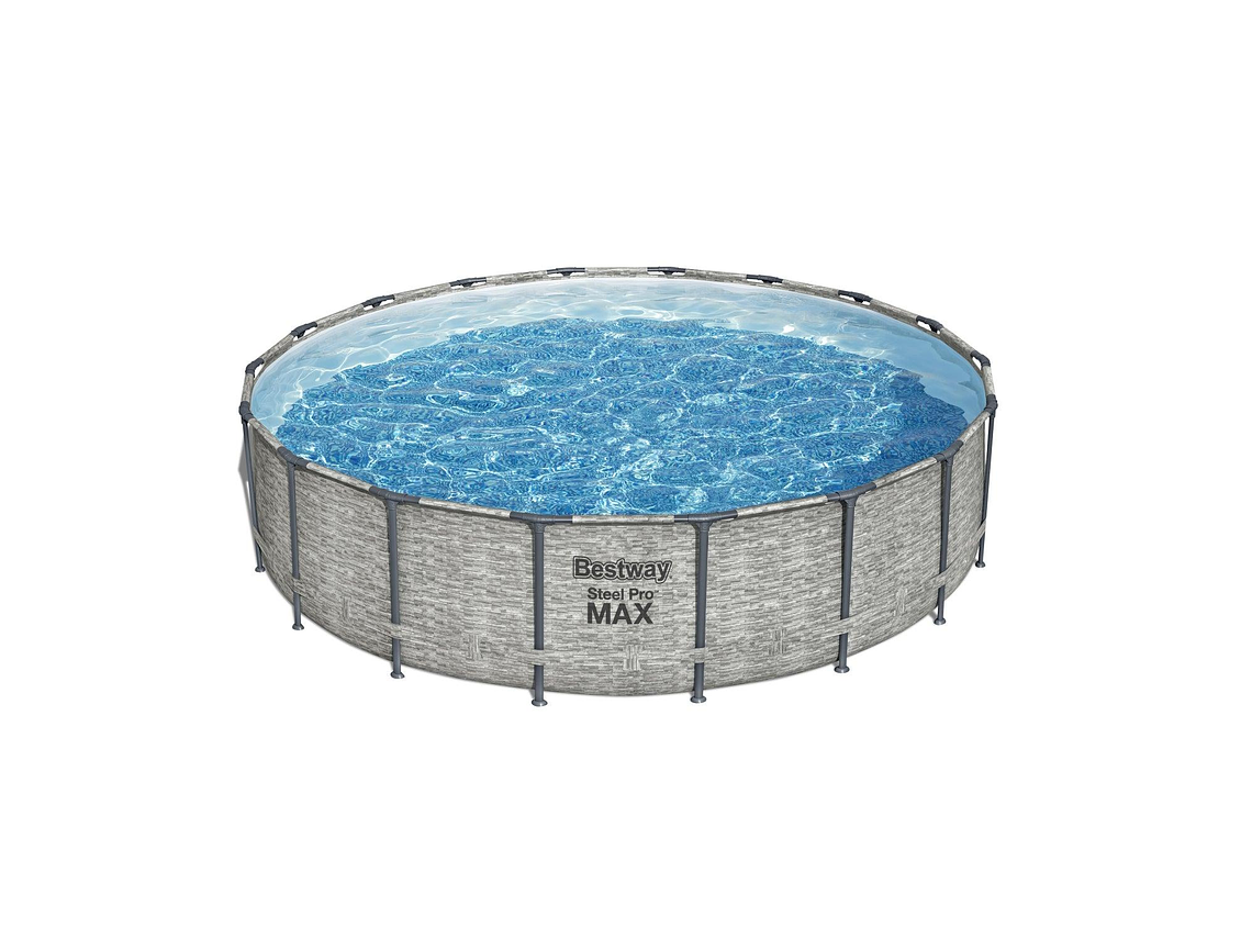 PISCINA BESTWAY REDONDA STEELPRO MAX GRIS PIEDRA 5.49MX1.22M 1