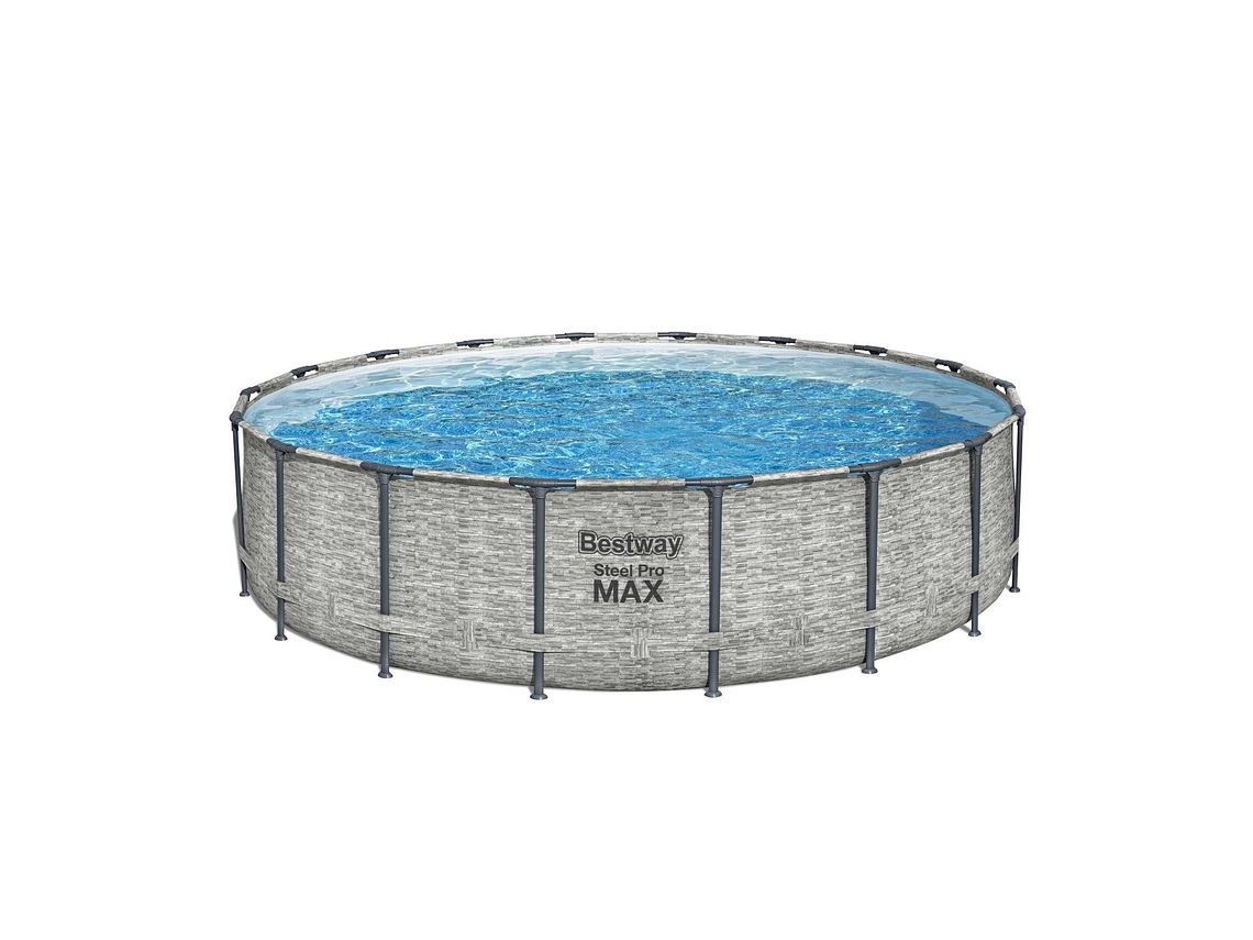 PISCINA BESTWAY REDONDA STEELPRO MAX GRIS PIEDRA 5.49MX1.22M 3