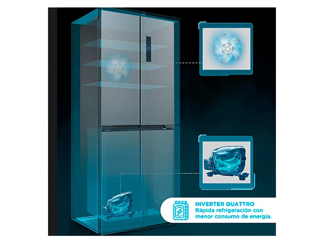 REFRIGERADOR SIDE BY SIDE MIDEA MDRM554MTE50 NO FROST 396L PLATA 4