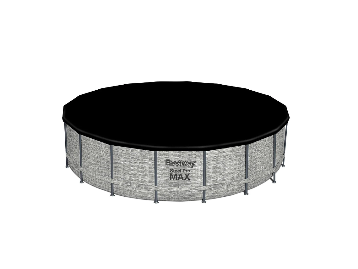 PISCINA BESTWAY REDONDA STEELPRO MAX GRIS PIEDRA 5.49MX1.22M 4