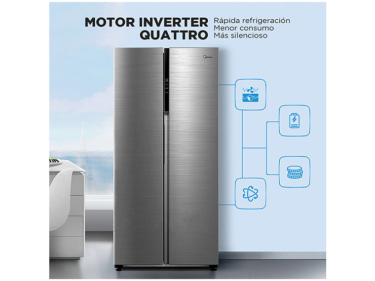 REFRIGERADOR SIDE BY SIDE MIDEA MDRS619FGE46 432L NO FROST PLATA 8