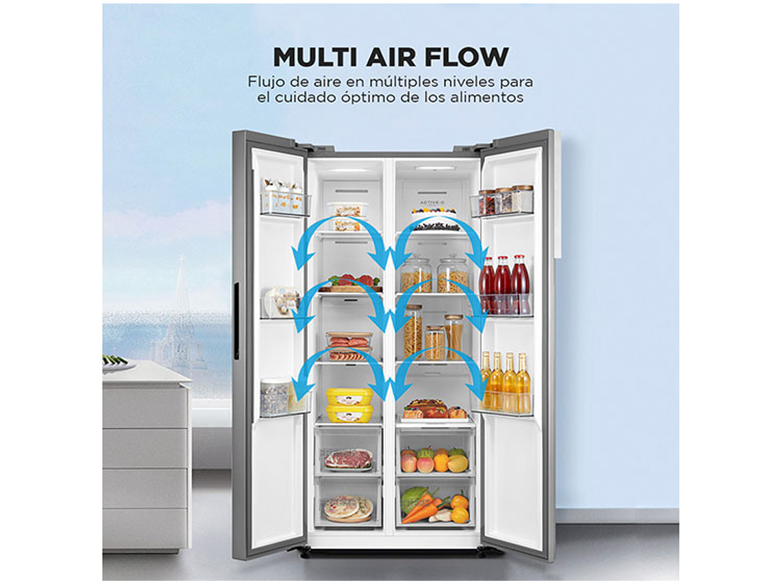 REFRIGERADOR SIDE BY SIDE MIDEA MDRS619FGE46 432L NO FROST PLATA 9