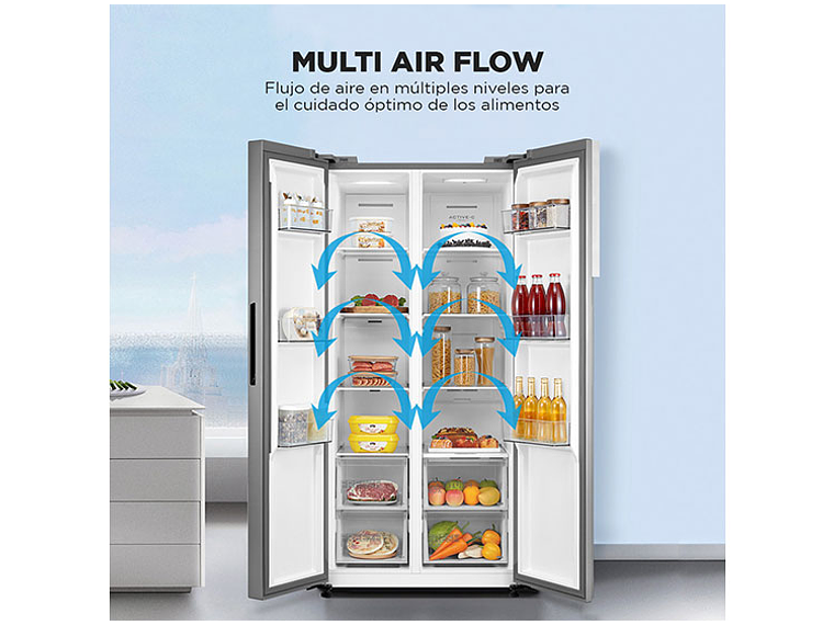 REFRIGERADOR SIDE BY SIDE MIDEA MDRS619FGE46 432L NO FROST PLATA 9