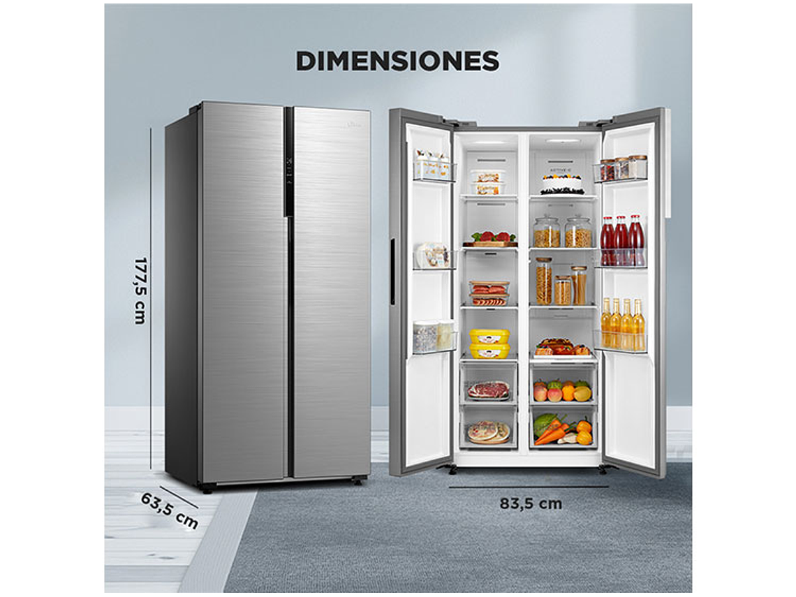REFRIGERADOR SIDE BY SIDE MIDEA MDRS619FGE46 432L NO FROST PLATA 10