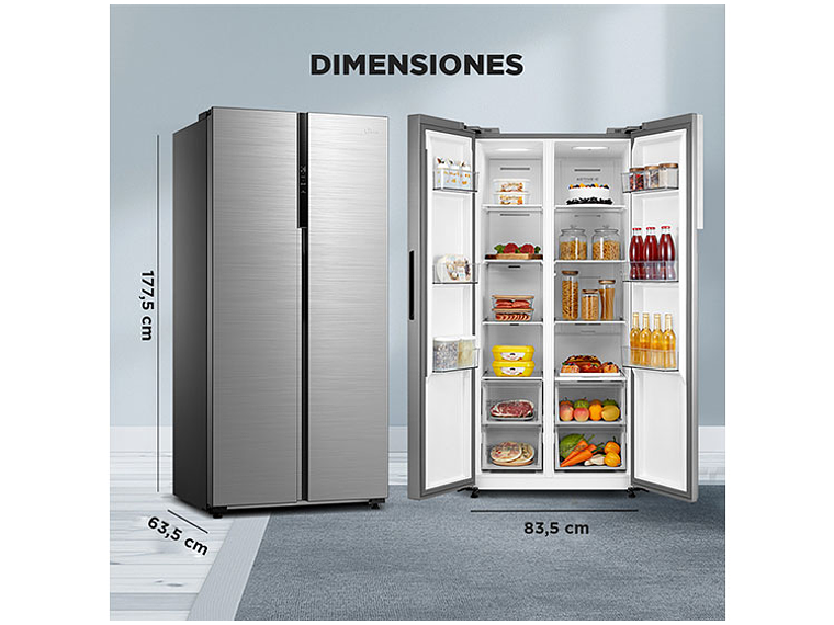REFRIGERADOR SIDE BY SIDE MIDEA MDRS619FGE46 432L NO FROST PLATA 10