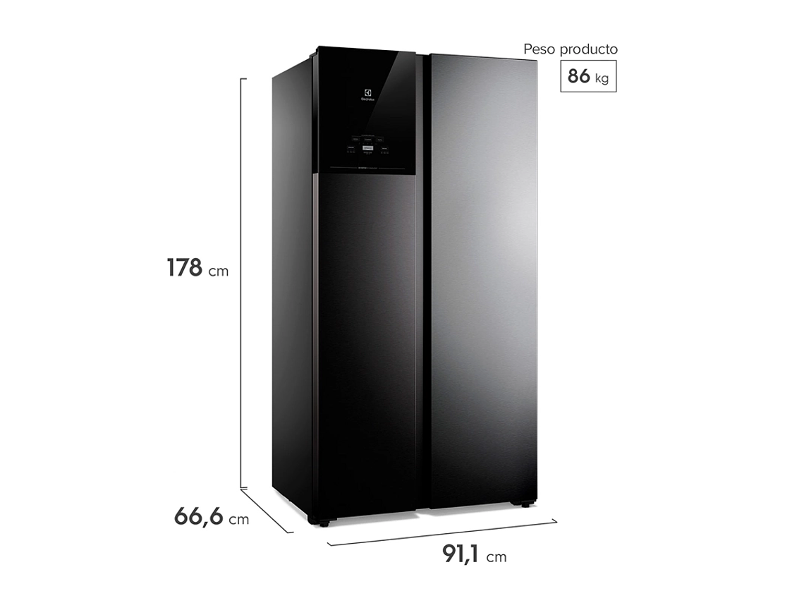 REFRIGERADOR SIDE BY SIDE ELECTROLUX ES50B 530 L NO FROST NEGRO 2