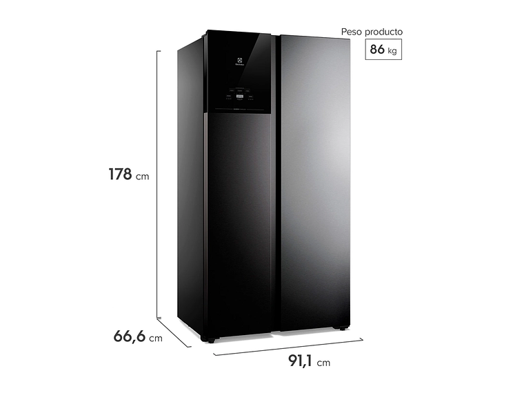 REFRIGERADOR SIDE BY SIDE ELECTROLUX ES50B 530 L NO FROST NEGRO 2