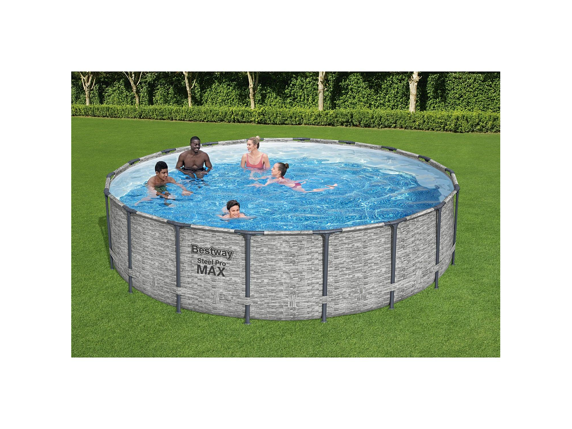 PISCINA BESTWAY REDONDA STEELPRO MAX GRIS PIEDRA 5.49MX1.22M 8
