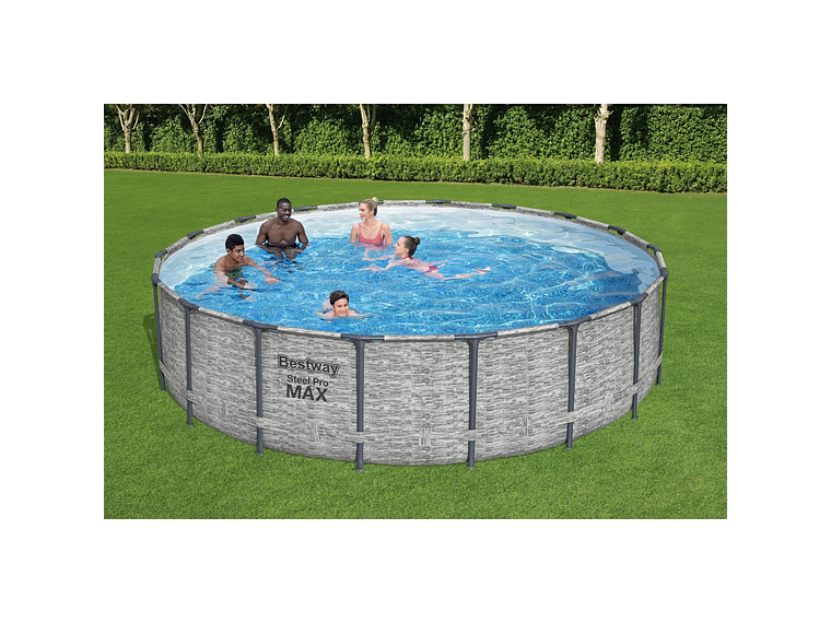 PISCINA BESTWAY REDONDA STEELPRO MAX GRIS PIEDRA 5.49MX1.22M 8