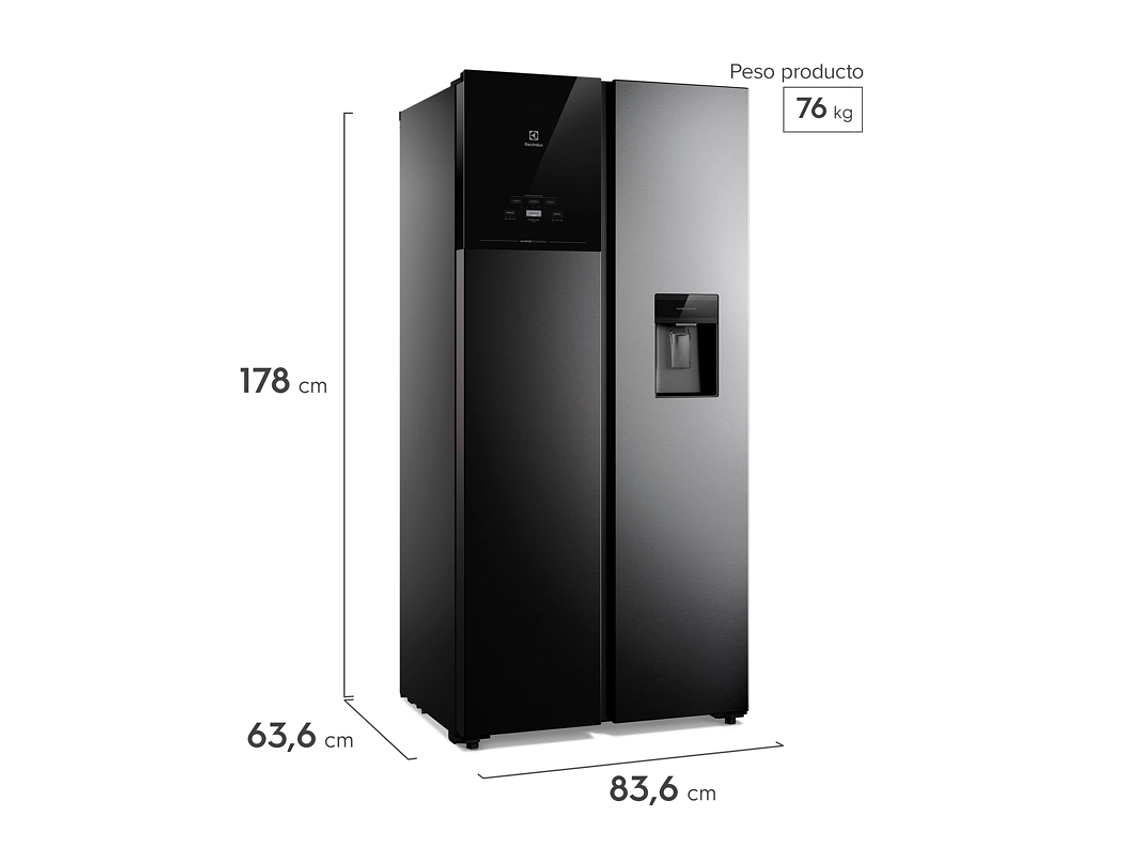 REFRIGERADOR 436L NO FROST SIDE BY SIDE INVERTER ES40WB BLACK 3