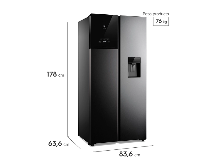 REFRIGERADOR 436L NO FROST SIDE BY SIDE INVERTER ES40WB BLACK 3