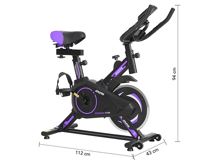 BICICLETA SPINNING ATLETIS 1639850 CAPACIDAD 100 KG MORADO 7