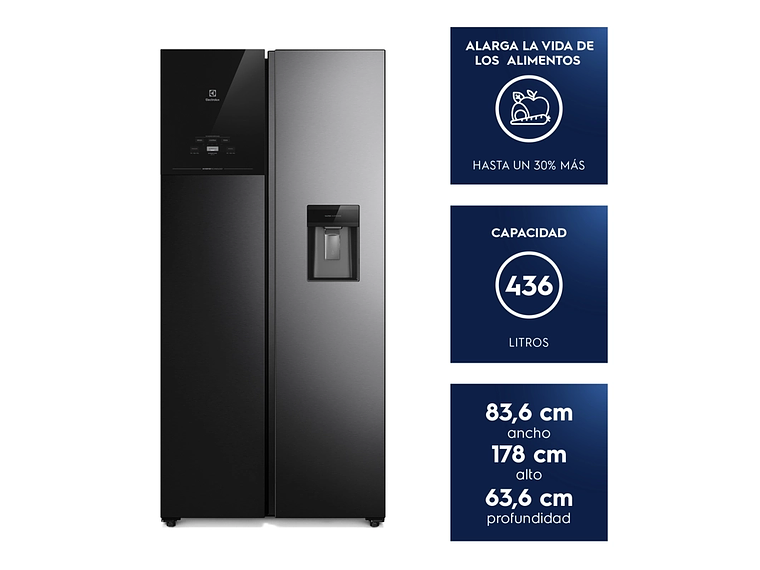 REFRIGERADOR 436L NO FROST SIDE BY SIDE INVERTER ES40WB BLACK 4