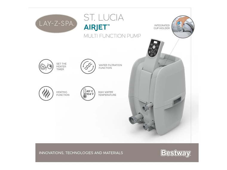 HOT TUB SPA JACUZZI INFLABLE ST. LUCIA 3 PERSONAS BESTWAY 4