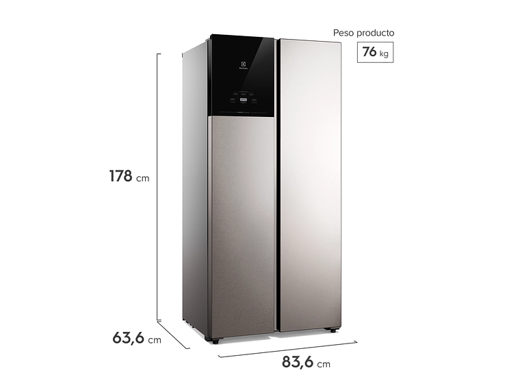 REFRIGERADOR 440L NO FROST SIDE BY SIDE INVERTER ES40S INOX 2