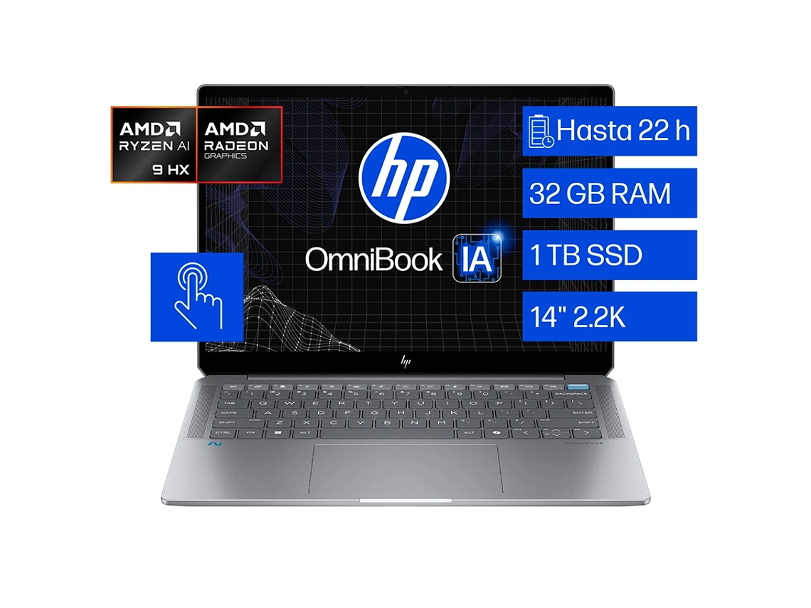 NOTEBOOK HP OMNIBOOK ULTRA 14-FD0001LA AMD RYZEN 9 32 GB RAM 1 TB SSD PANTALLA TOUCH 14