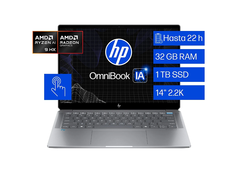 NOTEBOOK HP OMNIBOOK ULTRA 14-FD0001LA AMD RYZEN 9 32 GB RAM 1 TB SSD PANTALLA TOUCH 14
