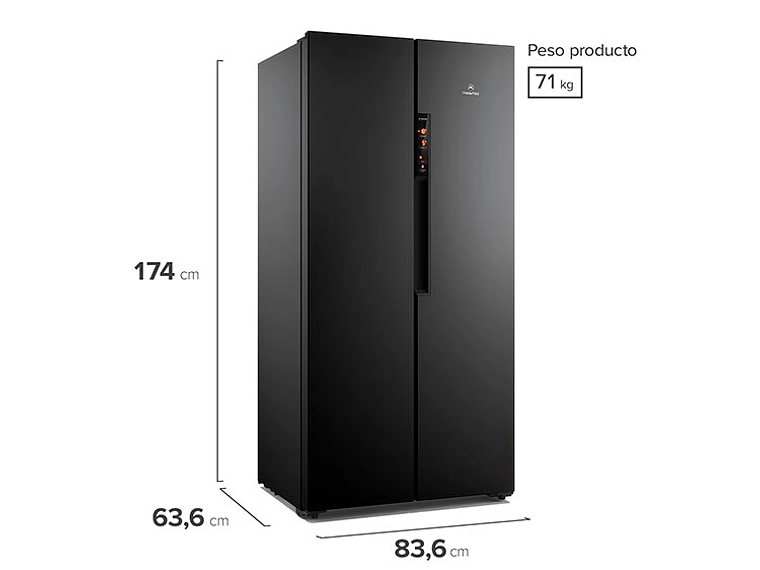 REFRIGERADOR SIDE BY SIDE MADEMSA MAS430B 426L NO FROST GRAFITO 3