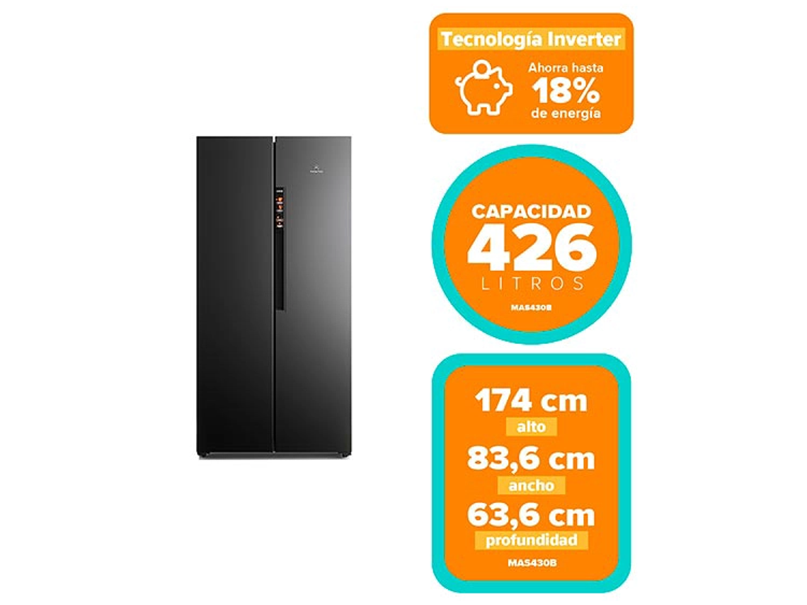 REFRIGERADOR SIDE BY SIDE MADEMSA MAS430B 426L NO FROST GRAFITO 5