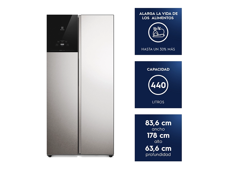 REFRIGERADOR 440L NO FROST SIDE BY SIDE INVERTER ES40S INOX 4