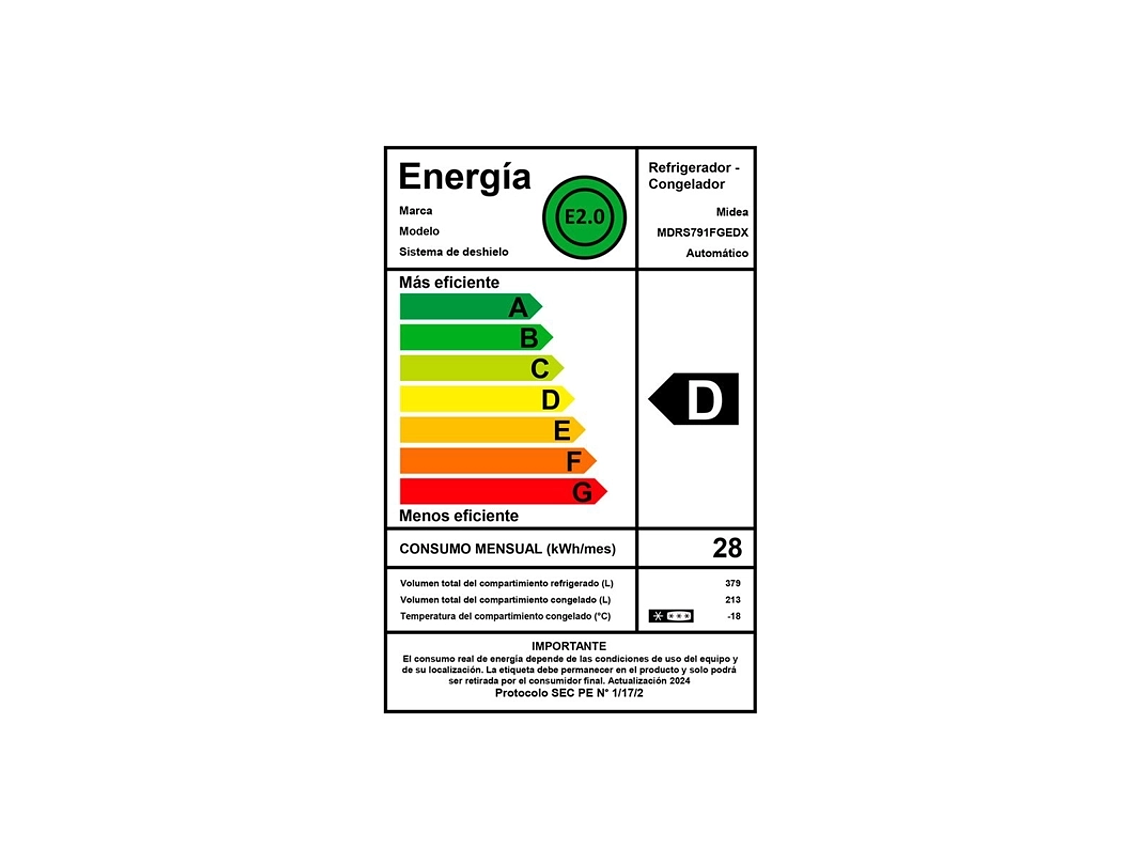 REFRIGERADOR SIDE BY SIDE MIDEA MDRS791FGEDX 592L NO FROST NEGRO 2