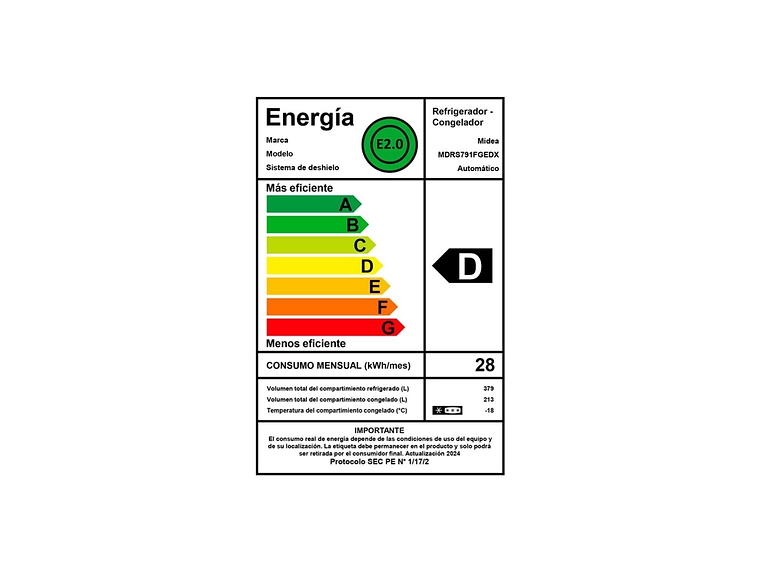 REFRIGERADOR SIDE BY SIDE MIDEA MDRS791FGEDX 592L NO FROST NEGRO 2