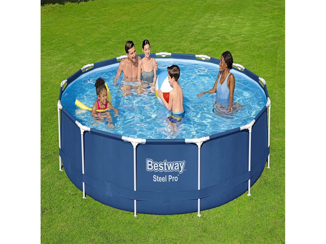 PISCINA BESTWAY REDONDA STEEL PRO CON FILTRO 3.96MX84CM AZUL 6