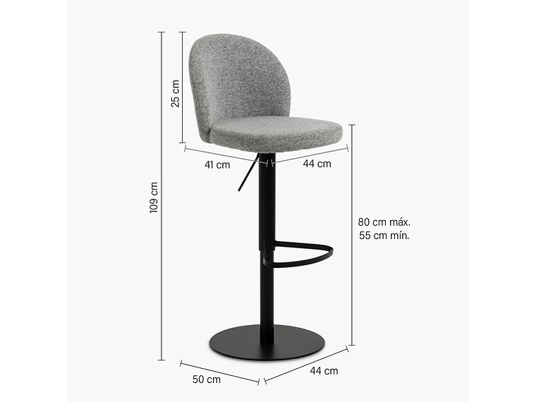 TABURETE TAPIZ PASCALE GRIS FORM 5