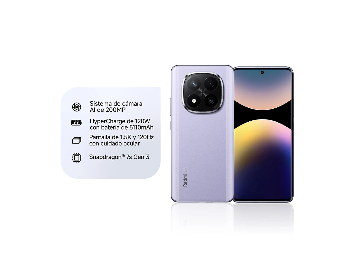 CELULAR REDMI NOTE 14 PRO+ 5G PURPLE 8GB RAM 256GB ROM 7