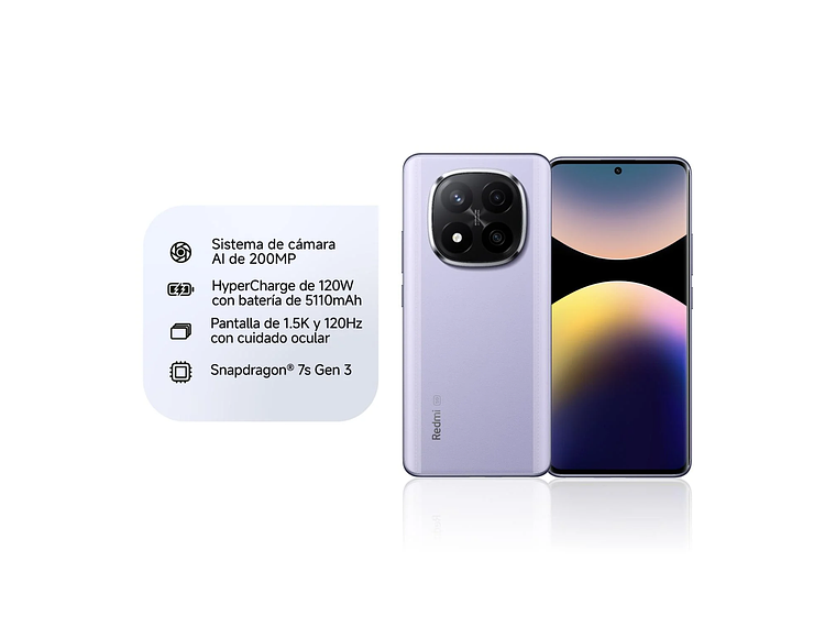 CELULAR REDMI NOTE 14 PRO+ 5G PURPLE 8GB RAM 256GB ROM 7