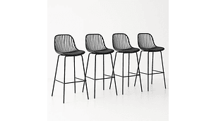 PACK DE 4 TABURETES PISO BAR TROPEA ALTO - EN COLOR NEGRO