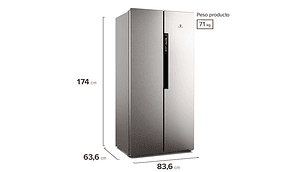 REFRIGERADOR SIDE BY SIDE MADEMSA MAS430 426L NO FROST GRIS