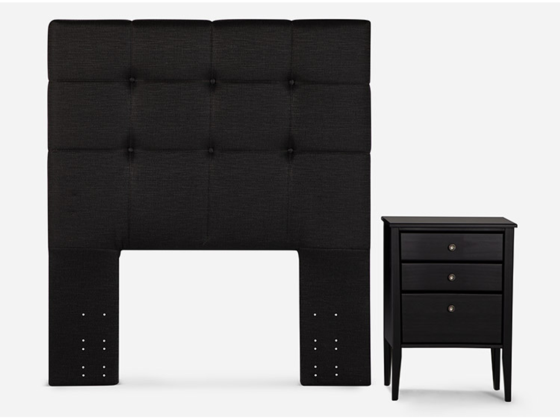 JUEGO DE DORMITORIO ROSEN CAMA EUROPEA AUTONOMY SKY 1.5 PLAZAS + SET ISSEY GRAFITO 3