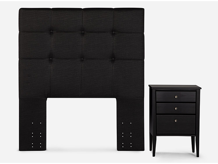 JUEGO DE DORMITORIO ROSEN CAMA EUROPEA AUTONOMY SKY 1.5 PLAZAS + SET ISSEY GRAFITO 3