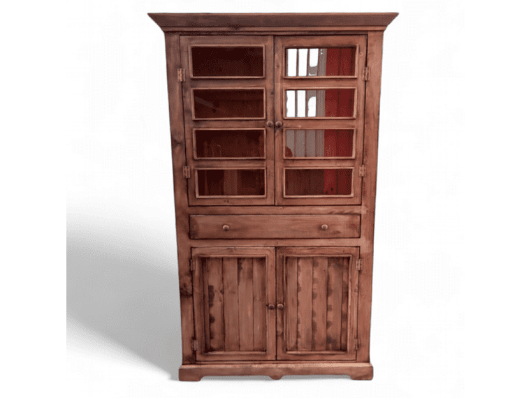 VITRINA TAIKKEE MADERA NOGAL COPAS Y BOTELLAS DECAPADO 2