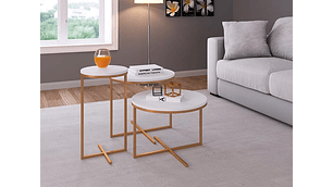 SET 3 MESAS DE CENTRO DECOCASA VOLPI DORADO 50 X 50 CM