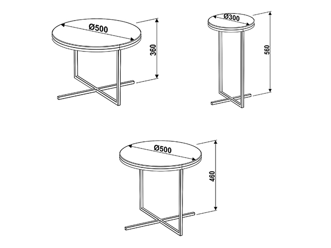 SET 3 MESAS DE CENTRO DECOCASA VOLPI DORADO 50 X 50 CM 2