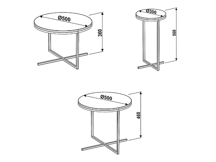 SET 3 MESAS DE CENTRO DECOCASA VOLPI DORADO 50 X 50 CM 2