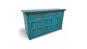 BUFFET TAIKKEE MADERA 3 PUERTAS PETROLEO RÚSTICO DECAPADO