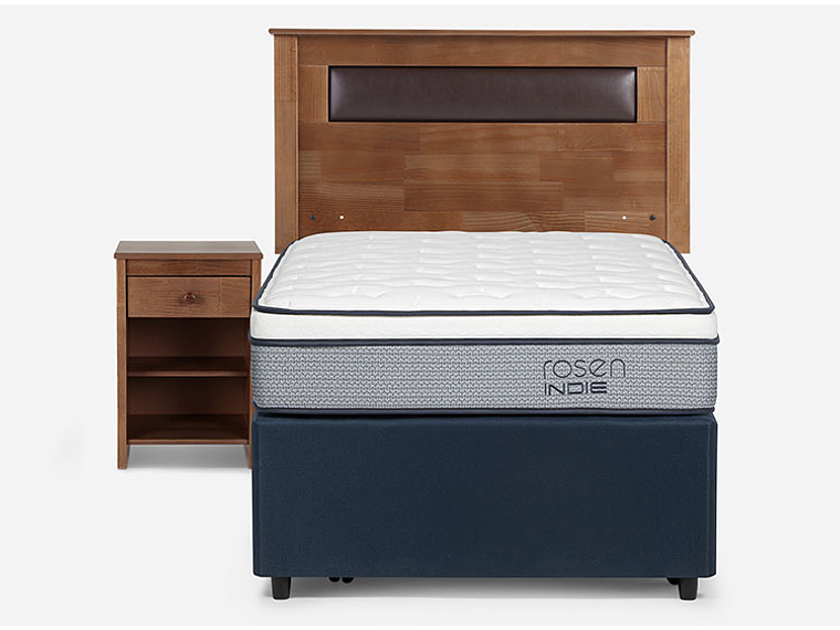 JUEGO DE DORMITORIO ROSEN CAMA DIVAN INDIE 1.5 PLAZAS AZUL + SET FERRARA 1