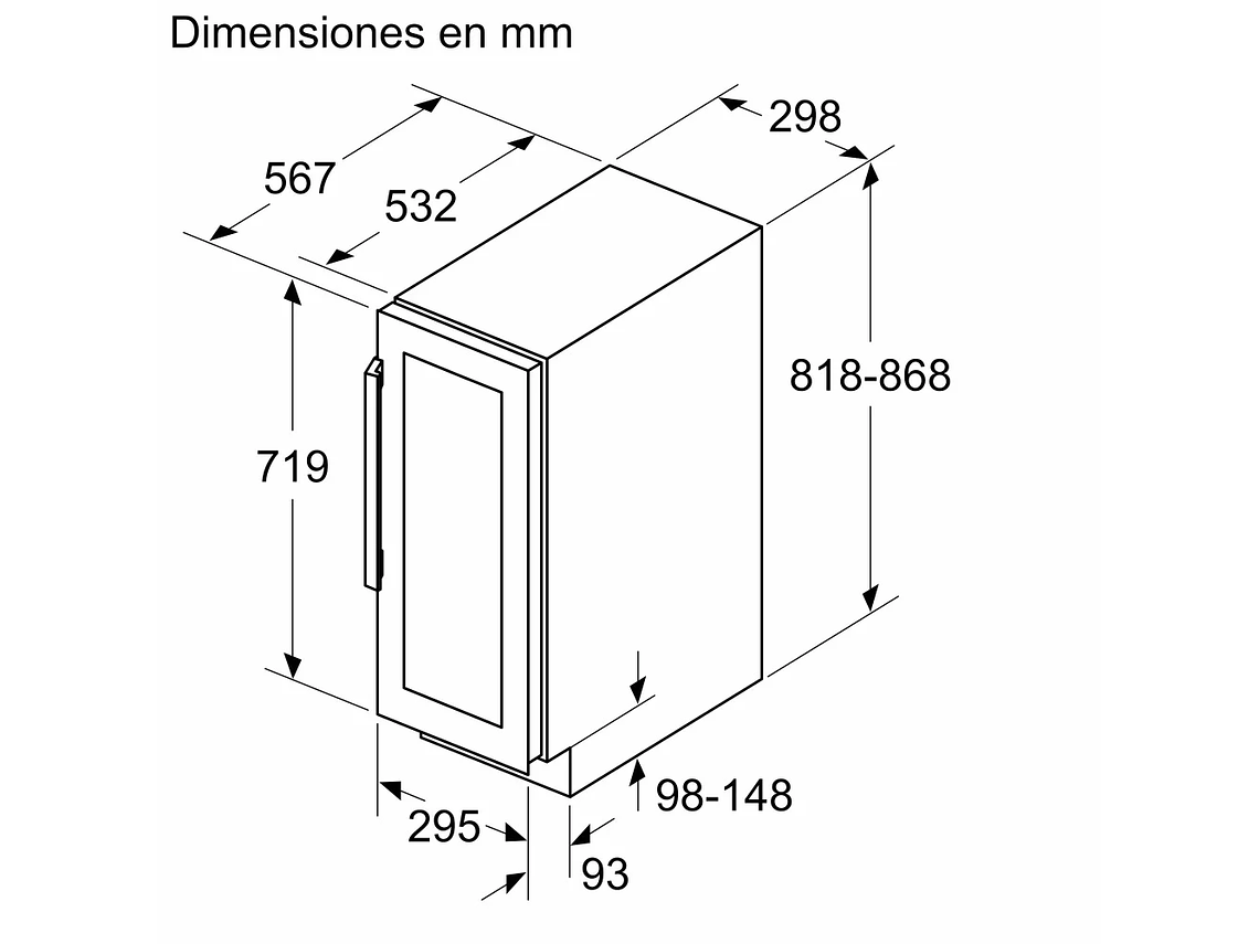 CAVA DE VINO EMPOTRABLE 21 BOTELLAS KUW20VHF0 5
