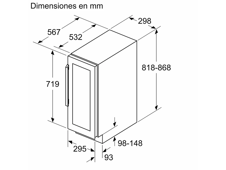 CAVA DE VINO EMPOTRABLE 21 BOTELLAS KUW20VHF0 5