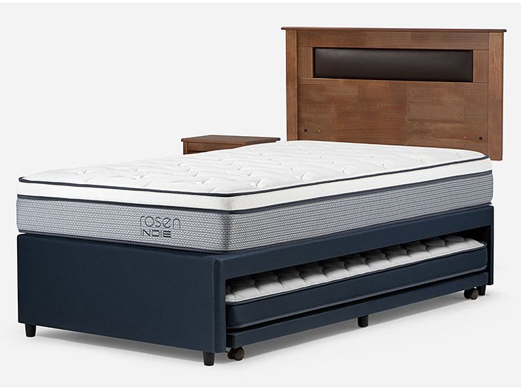 JUEGO DE DORMITORIO ROSEN CAMA DIVAN INDIE 1.5 PLAZAS AZUL + SET FERRARA 3