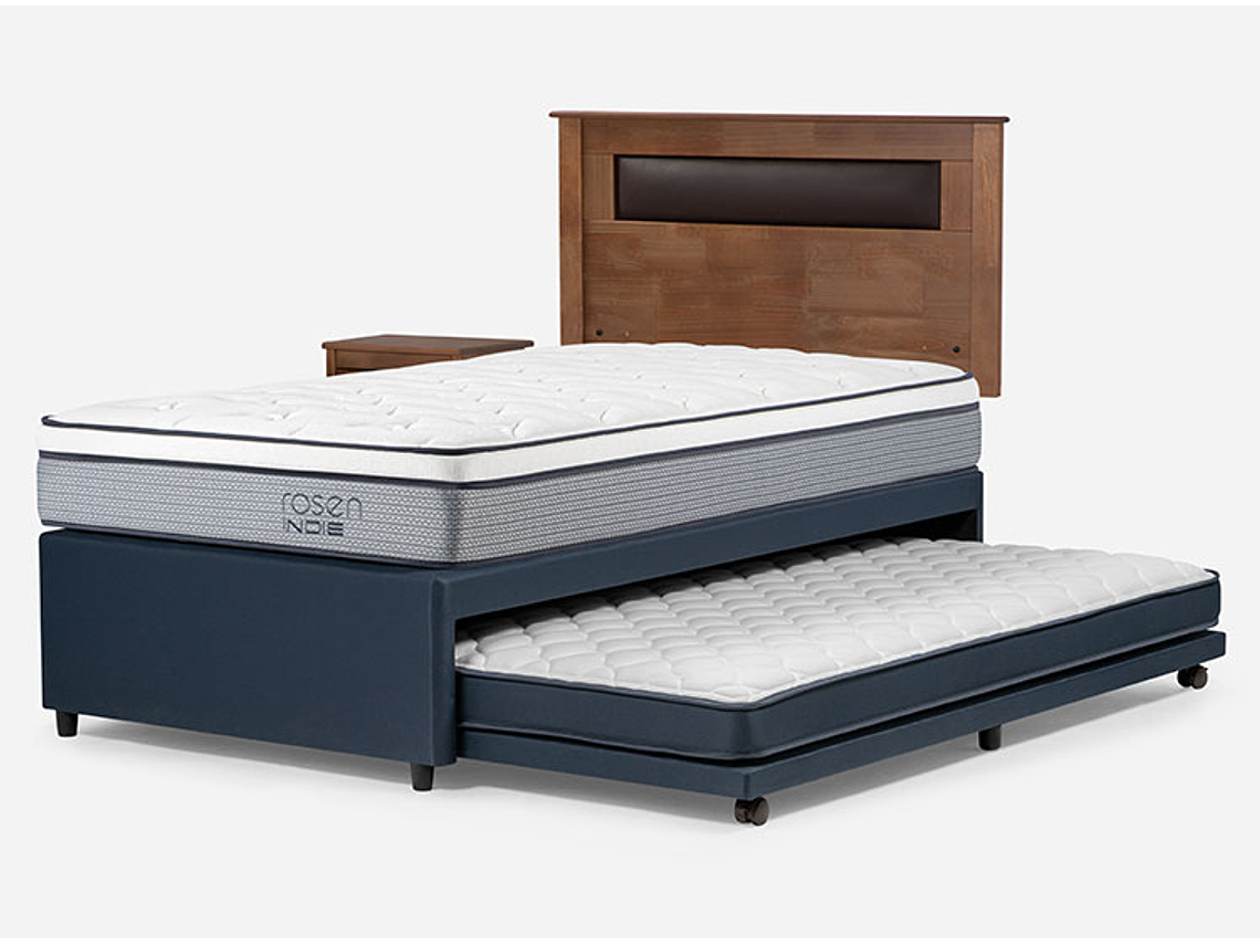 JUEGO DE DORMITORIO ROSEN CAMA DIVAN INDIE 1.5 PLAZAS AZUL + SET FERRARA 4