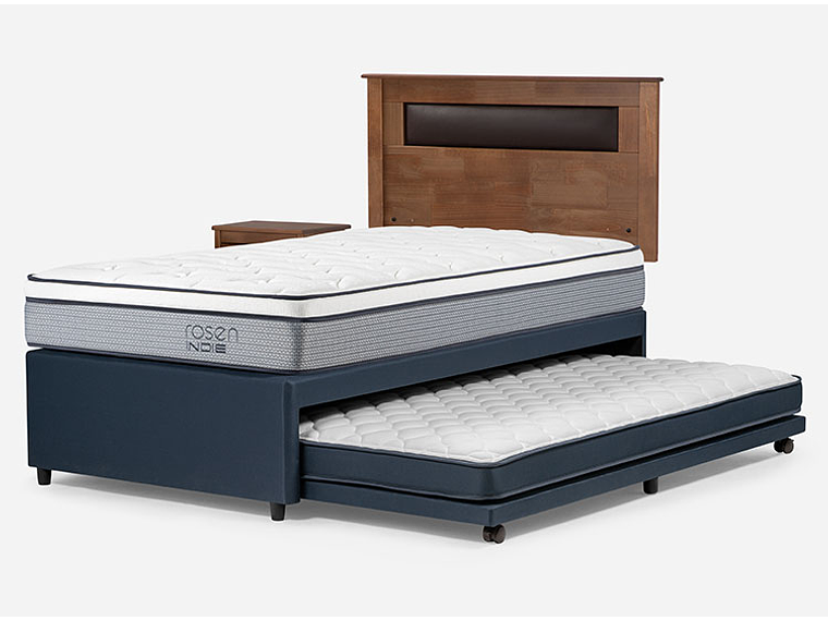 JUEGO DE DORMITORIO ROSEN CAMA DIVAN INDIE 1.5 PLAZAS AZUL + SET FERRARA 4