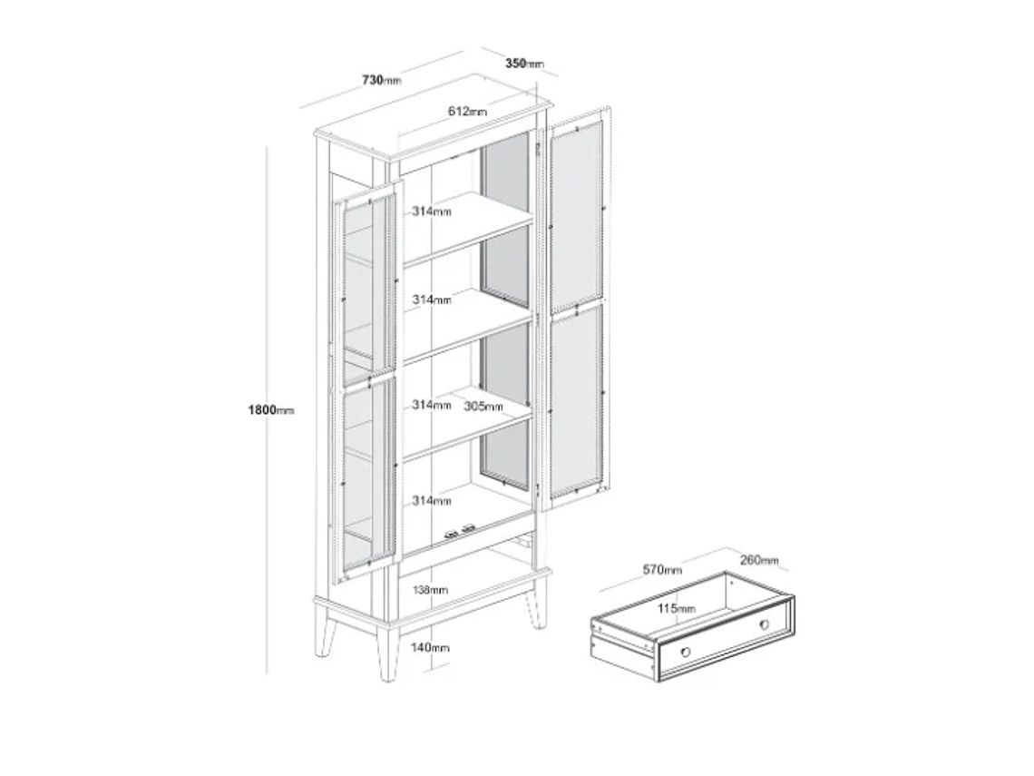 VITRINA MADERA VERDE LIVORNO 5